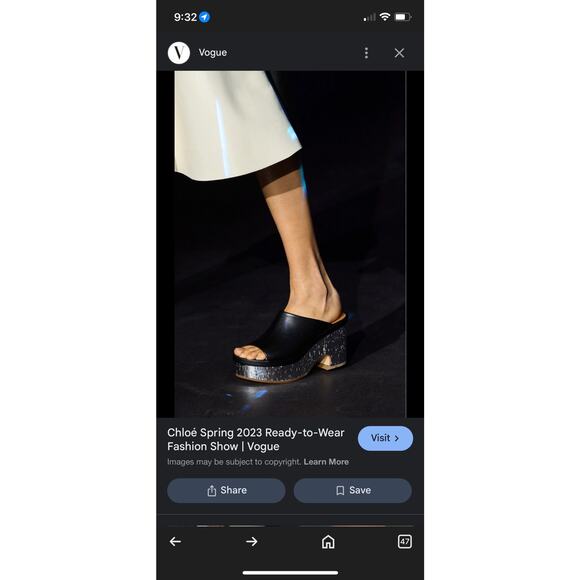 Chloé Oli Slip On Platform Wedge Mule Sandals Metallic Silver Black 40 - Picture 3 of 14